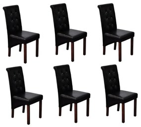 vidaXL Scaune de sufragerie, 6 buc., negru, piele ecologică