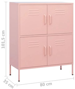Dulap de depozitare, roz, 80x35x101,5 cm, otel Roz, 1