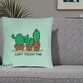 Perna Decorativa Cactus Funny Can't Touch This, 40x40 cm, Verde Menta, Husa Detasabila, Perna Inclusa, BEKZ®
