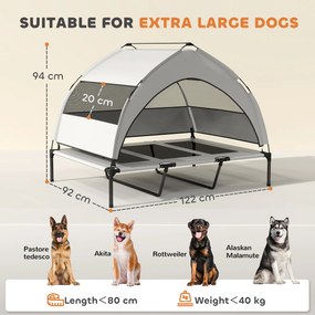 PawHut Pat Ridicat pentru Câini cu Copertină pe 3 Laturi Detașabilă Gri și Negru | Aosom Romania