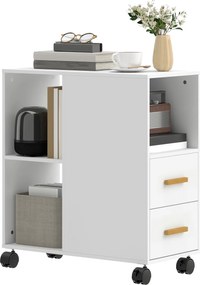 HOMCOM Suport pentru imprimantă Masă pentru imprimantă cu raft reglabil, roți pentru fax scanner 60 x 30 x 65 cm Alb | Aosom Romania