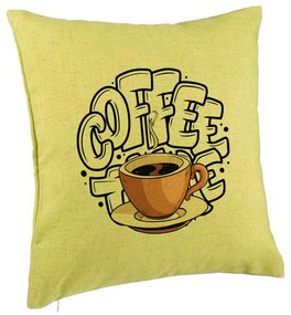 Perna Decorativa, Model Coffe Lover, 40x40 cm, Verde, Husa Detasabila, Burduf