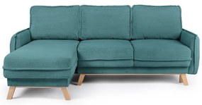 Colțar turcoaz extensibil cu tapițerie din catifea reiată (cu colț variabil) Tori – Bonami Selection