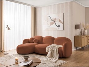 Colțar teracotă cu tapițerie din țesătură bouclé (cu colț pe partea stângă/cu șezlong) Orbit – Ropez