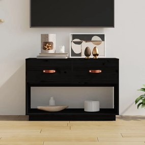 vidaXL Comodă TV, negru, 90x40x60 cm, lemn masiv de pin