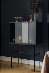 Vitrină neagră cu ușă glisantă 70x109x40 cm Lekko – noo.ma