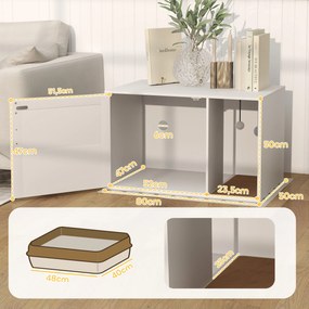 PawHut Casa de toaletă pentru pisici mobilier litieră pentru pisici saltea zgâriere ușă cu mâner stil boem 80 x 50 x 50 cm alb | Aosom Romania