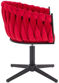 HR750CROSS Scaun Roşu din Catifea cu Bază Neagră