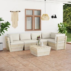 3063566 vidaXL Set mobilier grădină din paleți cu perne, 6 piese, lemn molid