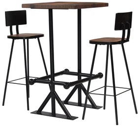 vidaXL Set mobilier de bar, 3 piese, lemn masiv reciclat