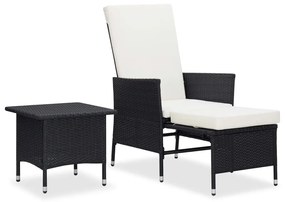Set mobilier de gradina cu perne, 2 piese, negru, poliratan Negru, 2