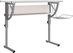 vidaXL Birou creație alb & gri 110x53x(58-87)cm lemn prelucrat & oțel