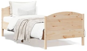 842570 vidaXL Cadru de pat cu tăblie, 90x190 cm, lemn masiv pin