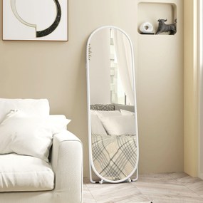 HOMCOM Oglindă Verticală de Podea cu Suport 40x41x159 cm Alb | Aosom Romania