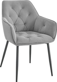 Scaun BEL NEW, gri deschis/negru, stofa catifelata/metal, 58x63x86 cm