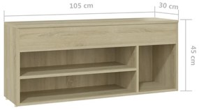 Bancheta pantofar, stejar sonoma, 105x30x45 cm, PAL Stejar sonoma, 1, Stejar sonoma