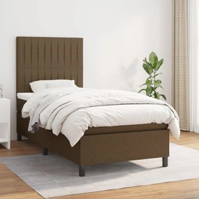 vidaXL Pat box spring cu saltea, maro închis, 80x200 cm, textil