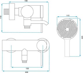 Baterie pentru cada REA Clif crom periat
