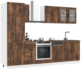 vidaXL Set dulap de bucătărie din 8 piese „Kalmar” stejar afumat Lemn