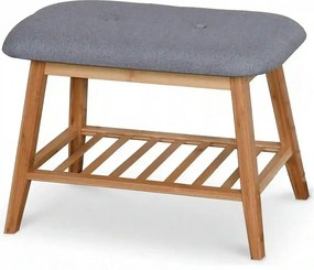 Pantofar ST14, gri/stejar natural, stofa/lemn de bambus, 60x30x44 cm