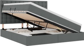 vidaXL Pat cu saltea și spațiu de depozitare Gri închis 180 x 200 cm