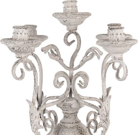 Sfesnic 5 lumanari, alb, din metal, cu aspect vintage, Ø29x58 cm