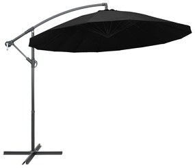 Umbrela de soare suspendata, negru, 3 m, stalp de aluminiu