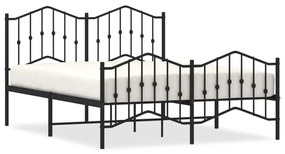 373807 vidaXL Cadru pat metalic cu tăblie de cap/picioare , negru, 140x190 cm