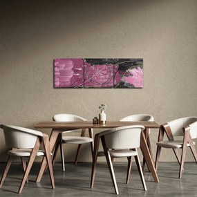Tablou - Abstracție roz-roșu (cu ceas) (90x30 cm)