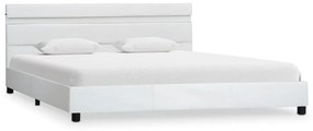 284788 vidaXL Cadru de pat cu LED, alb, 120 x 200 cm, piele ecologică