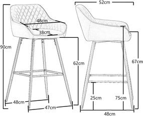 SCB205 - Set 2x Scaune Bar Gri - Piele ecologica