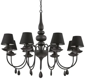 Lustră pe lanț Ideal Lux BLANCHE 8xE14/4W/230V d. 92 cm negru