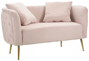 Canapea cu 2 locuri, roz, din stofa si metal, 127 x 74 x 73 cm, Bucarest Mauro Ferreti