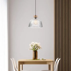 Lampă suspendată cu cablu ASTA 1x E27/60W/230V Ø 28 cm, stejar