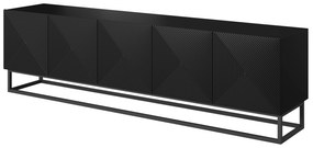 Comodă TV Asha 200 cm pe bază de metal - negru mat