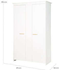 Șifonier de copii alb 119x190x52 cm Anton – Roba