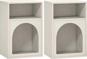 HOMCOM Set de 2 noptiere, noptieră cu compartimente deschise, design arcuit, 40 x 30 x 60 cm, crem | Aosom Romania