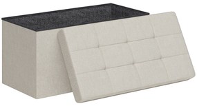 HOMCOM Banc de depozitare pouf de depozitare pliabil bout de lit repose-pieds cu capac capitonat 76L x 38l x 38H cm crem | Aosom Romania
