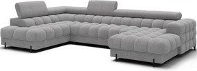 Colțar gri extensibil cu tapițerie din țesătură bouclé (cu colț pe partea stângă/în formă de "U") Feraria – ELTAP