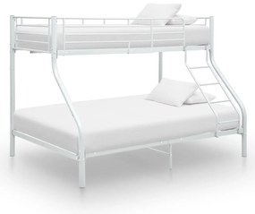 vidaXL Cadru de pat supraetajat, alb, 140 x 200/90 x 200 cm, metal