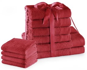 Prosoape de baie roșii 10 buc. din bumbac din frotir Amari – Restilo