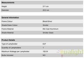 Stalp iluminat exterior stil clasic IP43 H211 Hermine AL 11K/82516/A schwarz-silber OR