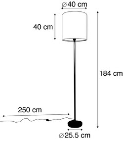Lampă de podea clasică din alamă cu abajur negru 40 cm - Simplo