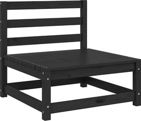 vidaXL Canapea de mijloc pentru grădină, negru, lemn masiv de pin