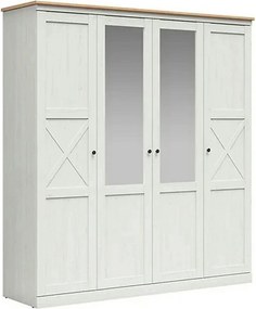 Dressing FRIJA, alb/stejar artisan, PAL melaminat, cu 4 usi, 203x58x22