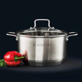 Oala inox cu capac 22cm, 3.5L, Hugo