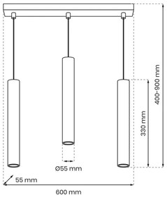 Lustră pe cablu HUDSON 3xGU10/8W/230V neagră