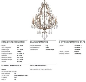 Candelabru LUX realizat manual din fier forjat, cu 8 brate, AMADEUS 8