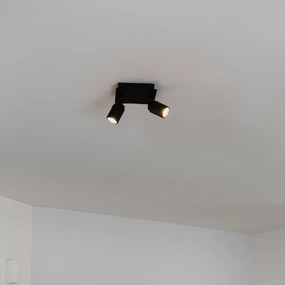 Spot modern pentru baie negru pătrat cu 2 lumini IP44 - Ducha
