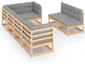 3076654 vidaXL Set mobilier de grădină cu perne, 7 piese, lemn masiv de pin